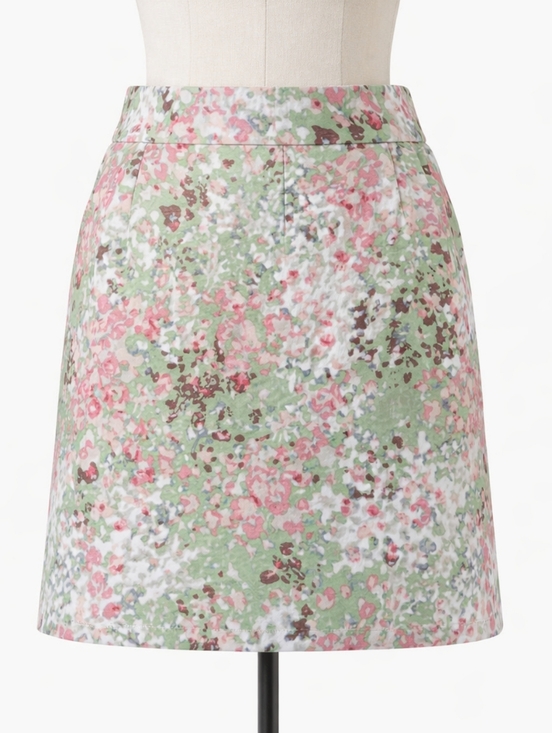 J. Crew Dresses & Skirts - J.CREW Watercolor Floral Mini Skirt Pink Green Cotton Stretch Size 4